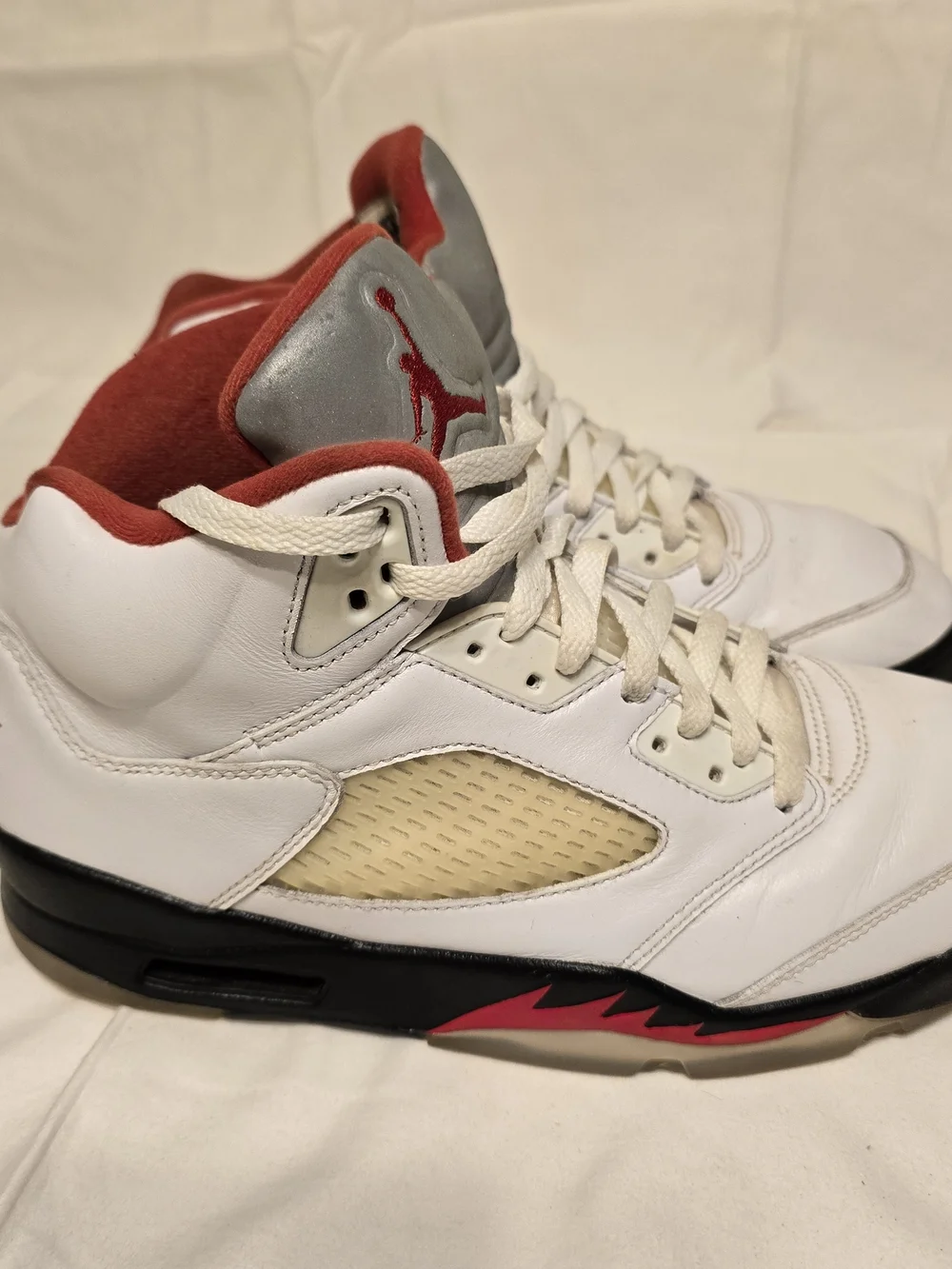 Jordan 5 Retro White Red Men's Basketball Shoes